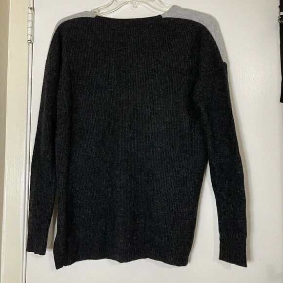Madewell color block gray navy pullover vneck merino blend sweater size XS - Picture 5 of 6